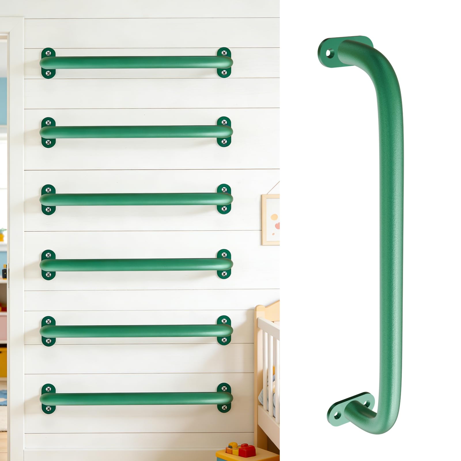 Photo 1 of DOLEMODUO 6 Packs Steel Monkey Bars - 21.5 Inch Green Climbing Set