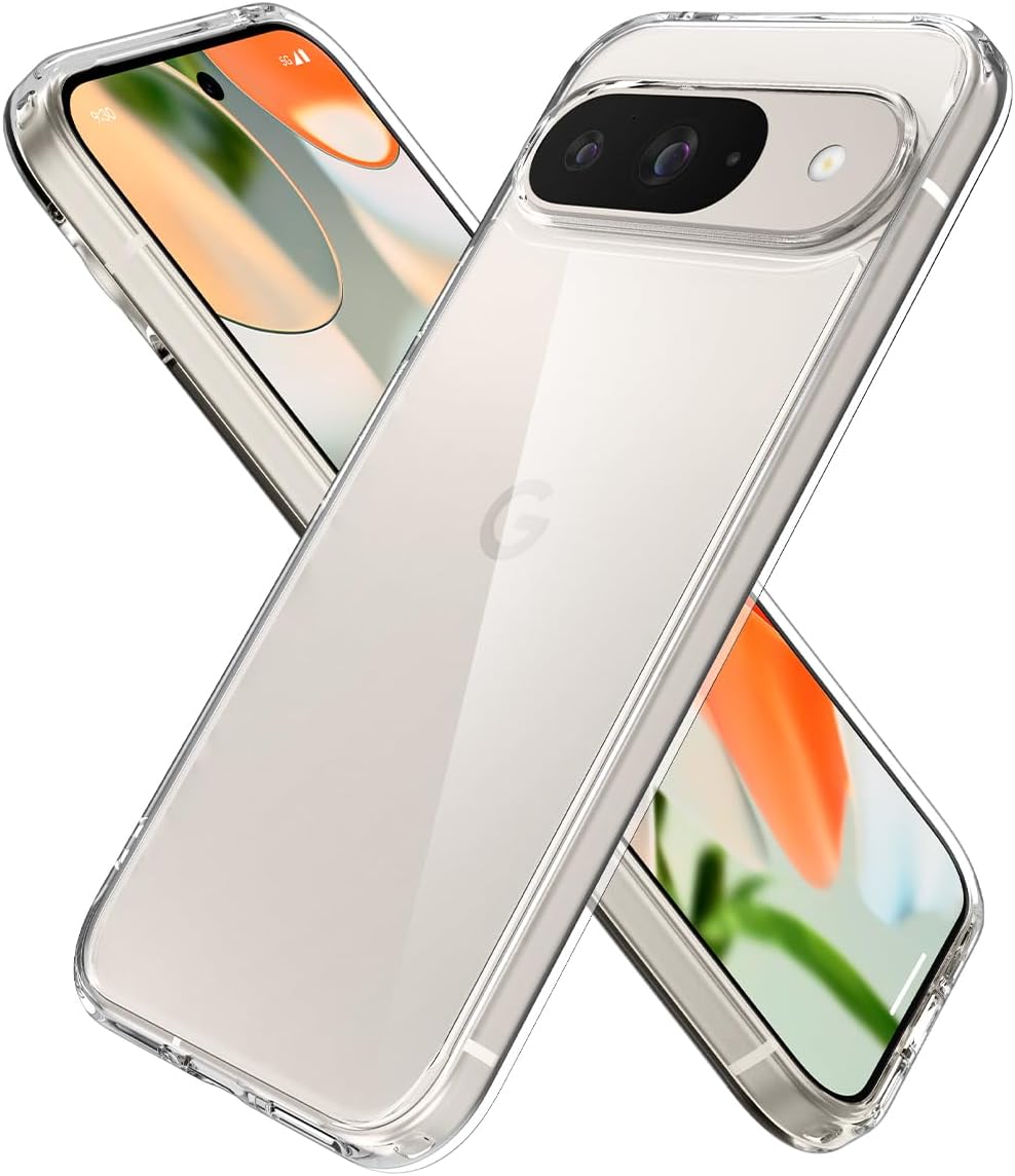 Spigen Pixel 9 / 9 Pro Case, Clear, Wireless Charging, Dual Bumper with Strap Hole, US Military MIL Listed, Shockproof, Scratchproof, Non-Yellowing Ultra Hybrid ACS07687 (Crystal Clear)
