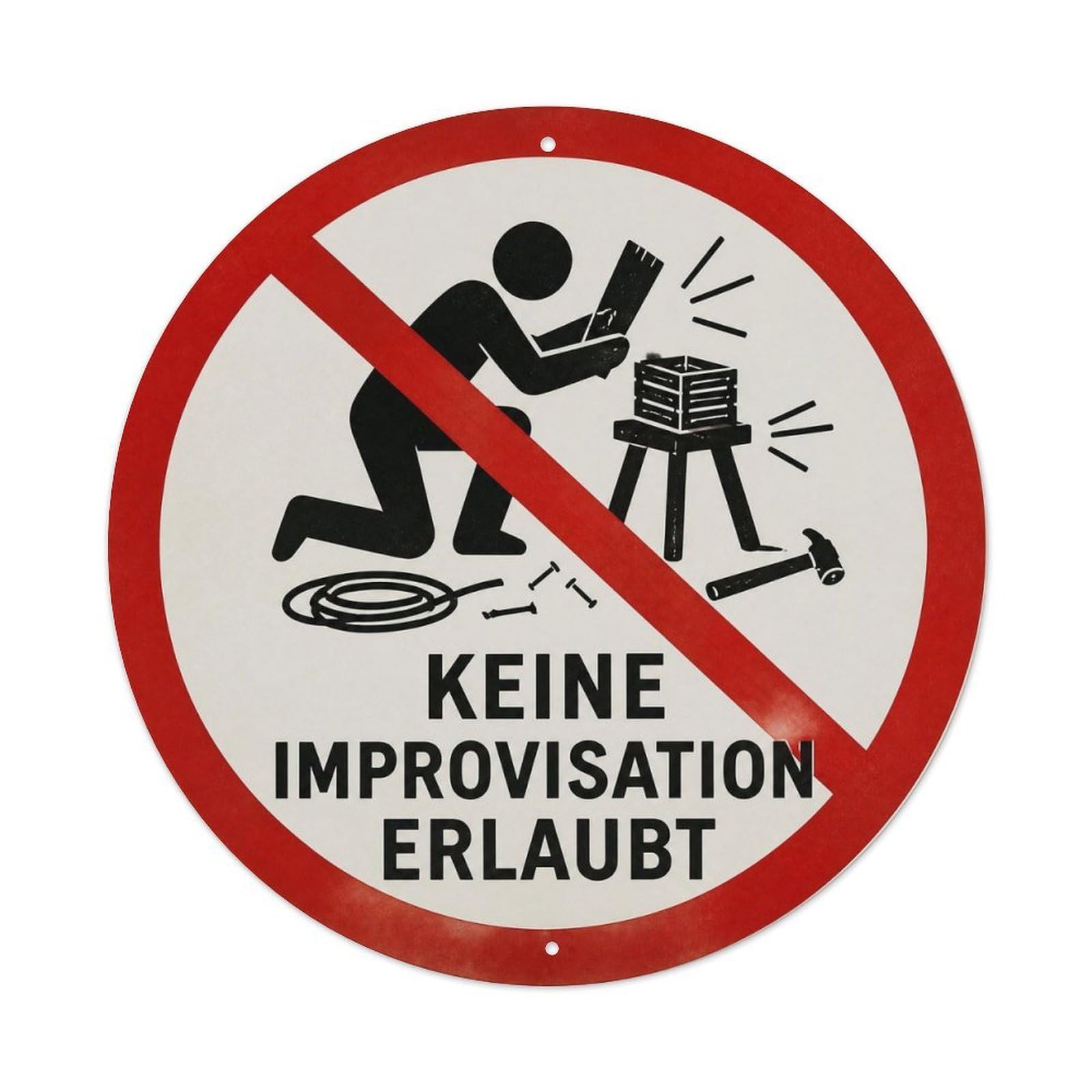 Olyhtr 8X8inch Classic Style Screenprint Style Improvisation German Humor Notice Metal Tin Sign
