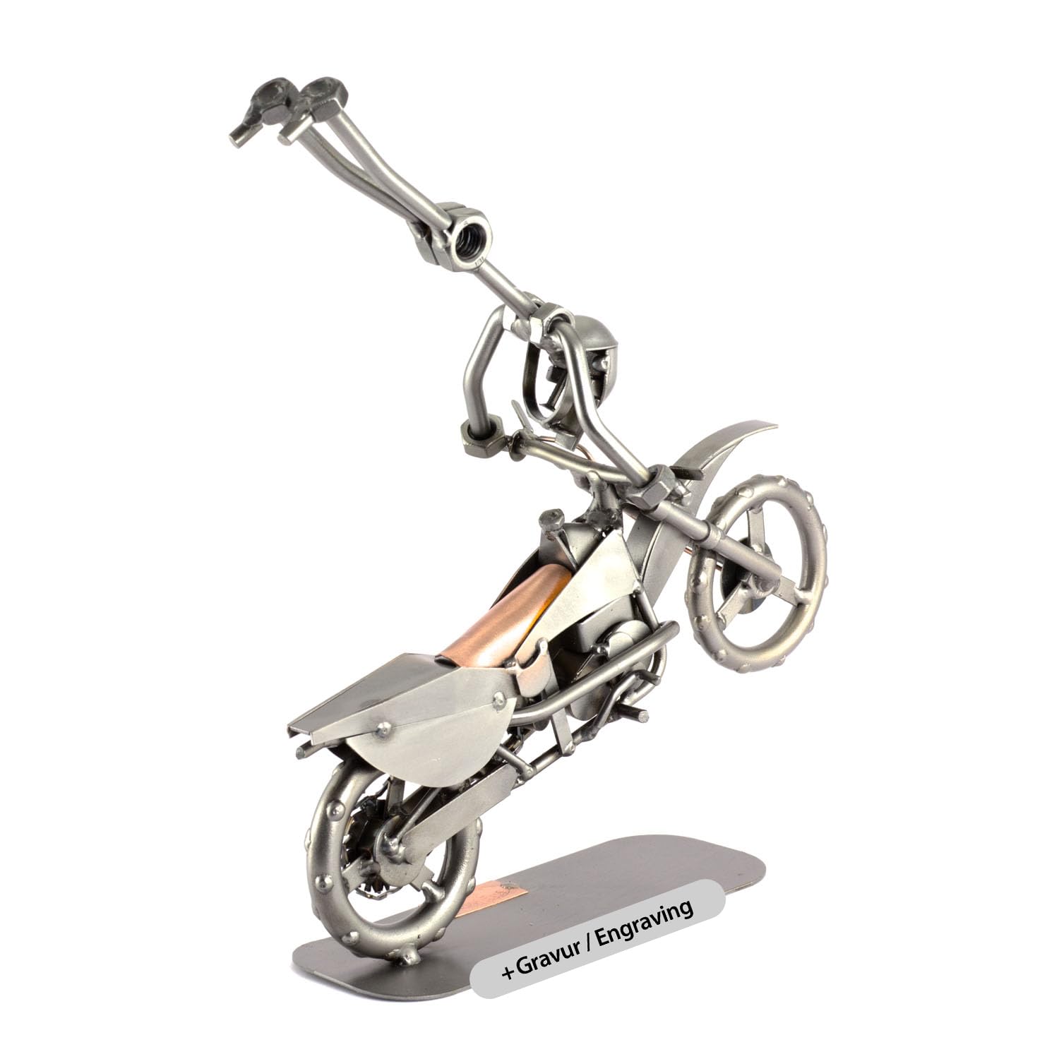 Steelman24 Omino Di Viti Motocross Con Piastra Incisione Personalizzata - Modellino In Metallo Fatto A Mano, Regalo Originale - 2