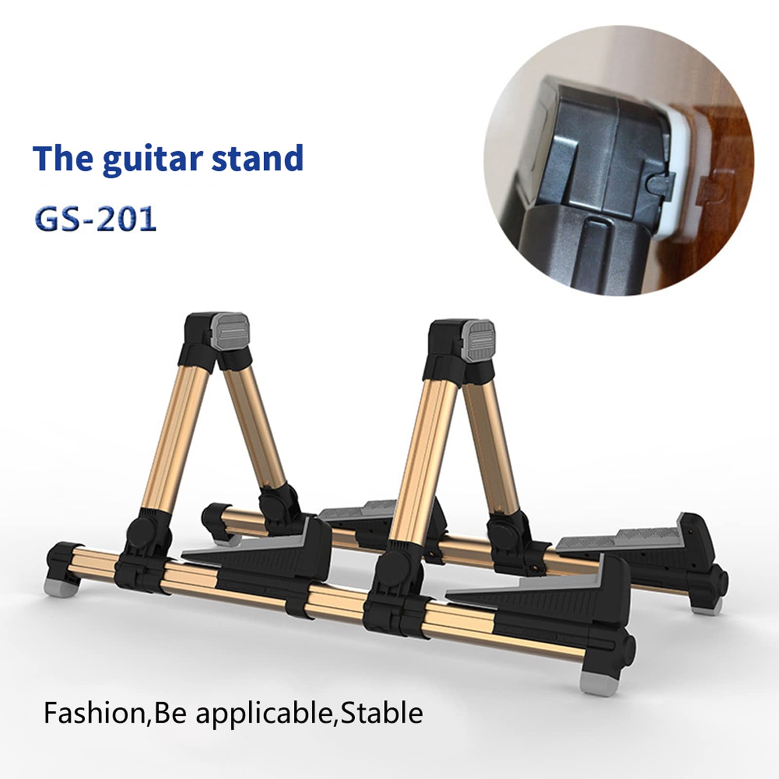 Doppelter vertikaler Boden-Gitarrenständer, faltbar, Universal-Bass-Ukulele-Musikinstrument, robuste Aluminiumlegierung, ABS-Kunststoff, faltbar, leicht zu tragen, für akustische