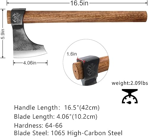 Miniatura 2 de Throwing Axe Set, 16.5" Throwing Tomahawk with 1065 High Carbon Steel & Wooden Handle, Perfect for Axe Throwing Game for Backyard, Competition and