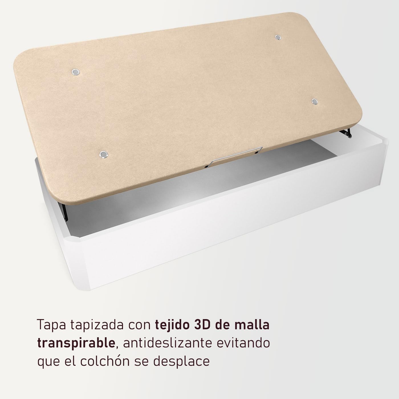 amuéblate Online - Canapé Abatible Apertura Lateral de Madera con Gran Capacidad, Espacioso, Transpirable y Resistente, Esquinas Redondeadas, 90 x 190, Blanco