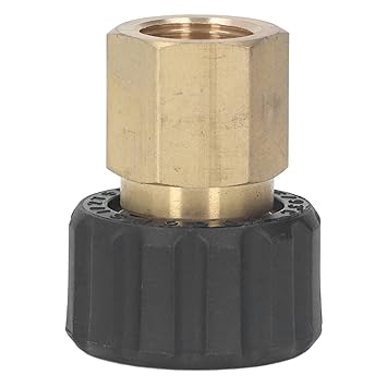 Generic Pressure Washer Adapter, Replacement Corrosion Resistant Non Scratching Pressure Washer Gun Adapter Brass with Rubber Handle for Industrial Use (Female G3/8 to Female M22 14mm)