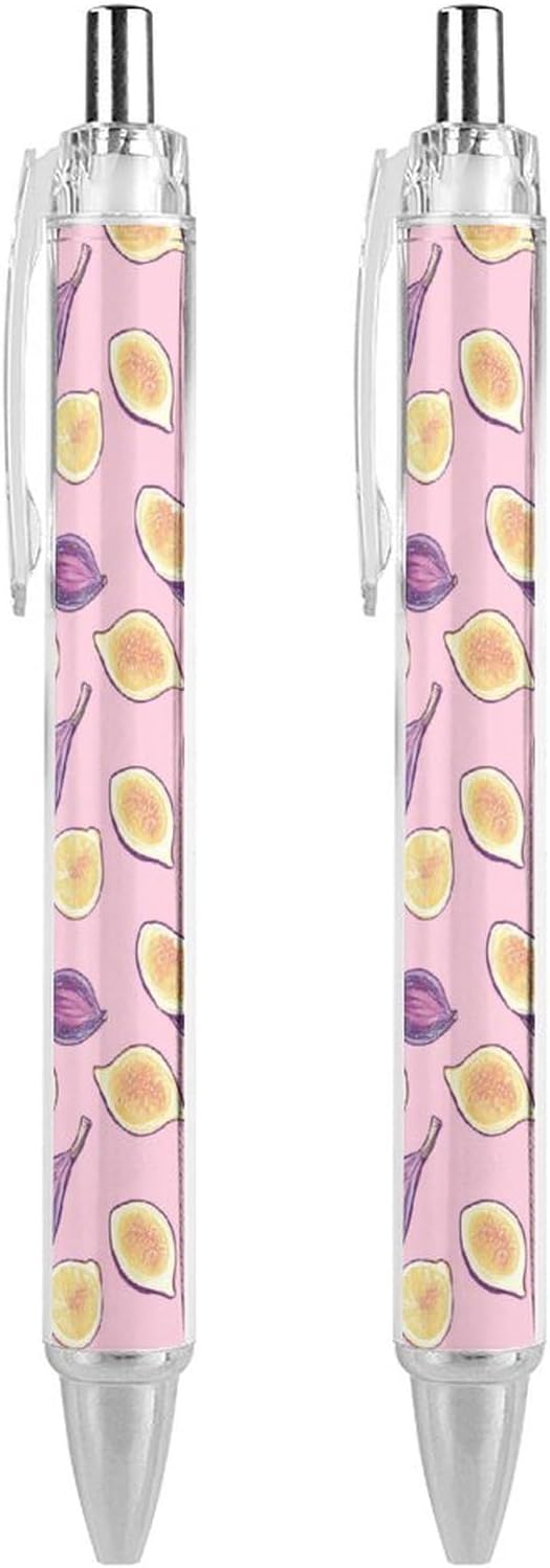 Figs Pattern Funny Retractable Ballpoint Pens 0.5mm Fine Black Ink Pen Smooth Writing Office Accessories 2 PCS