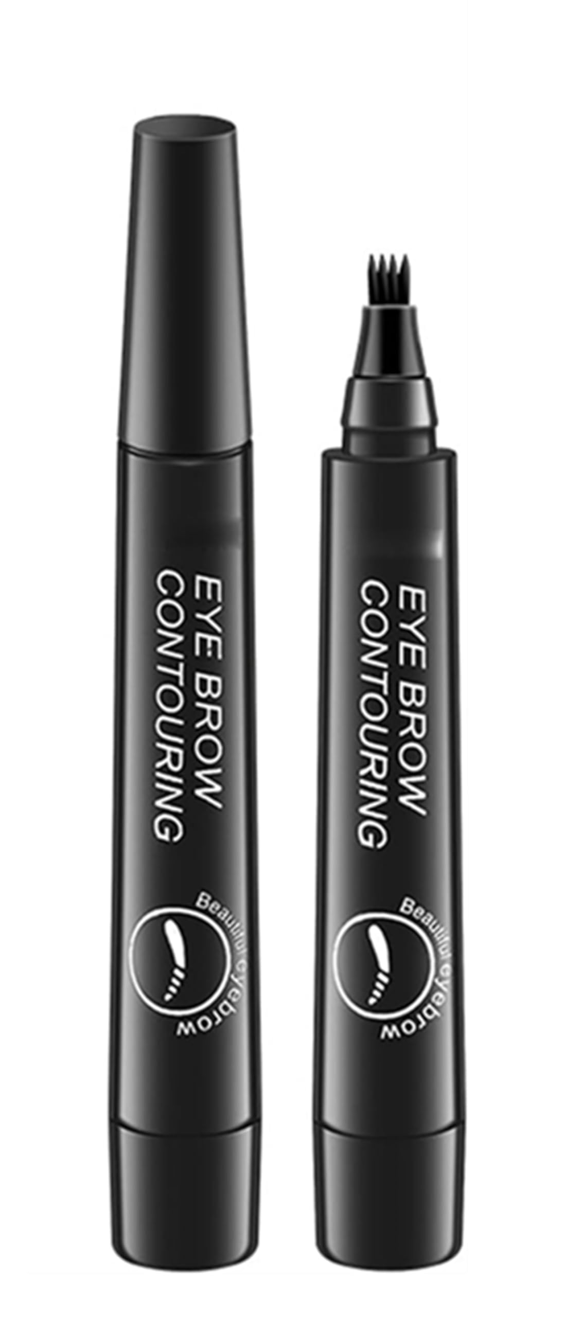 4 Points Multi-Used Waterproof Eyebrow Beard Filling Pen Kit for Man Woman, 4 Points Eyebrow Pen, Nexavale Magic Eyebrow Enhancing Pen, Magic Waterproof 4-Tip Eyebrow Pen (Black)