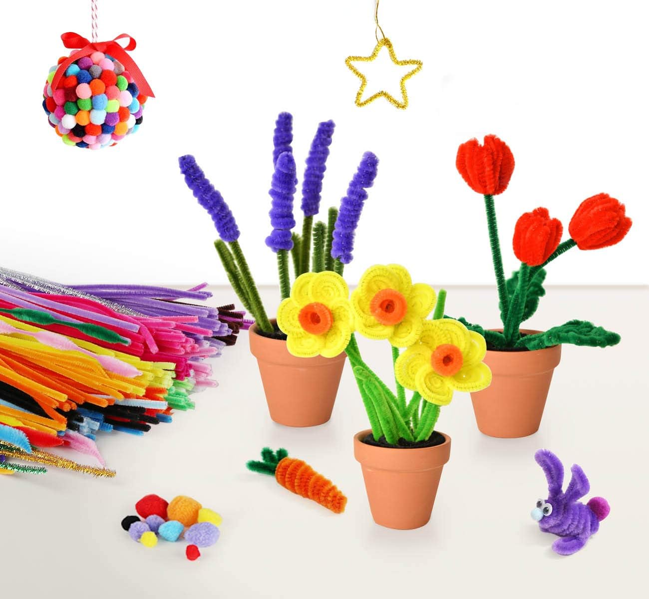 Pipe Cleaners Craft Supplies - 700 pcs Crafts Set Which Including Googly Eyes, Pom poms Craft, Chenille Stems, Arts and Crafts for Kids : Arts, Crafts & Sewing
