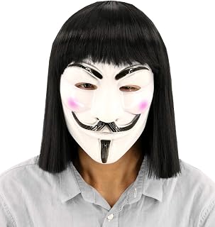 Unisex Short Black Wig and Mask for Halloween Costume Cosplay Party Wigs