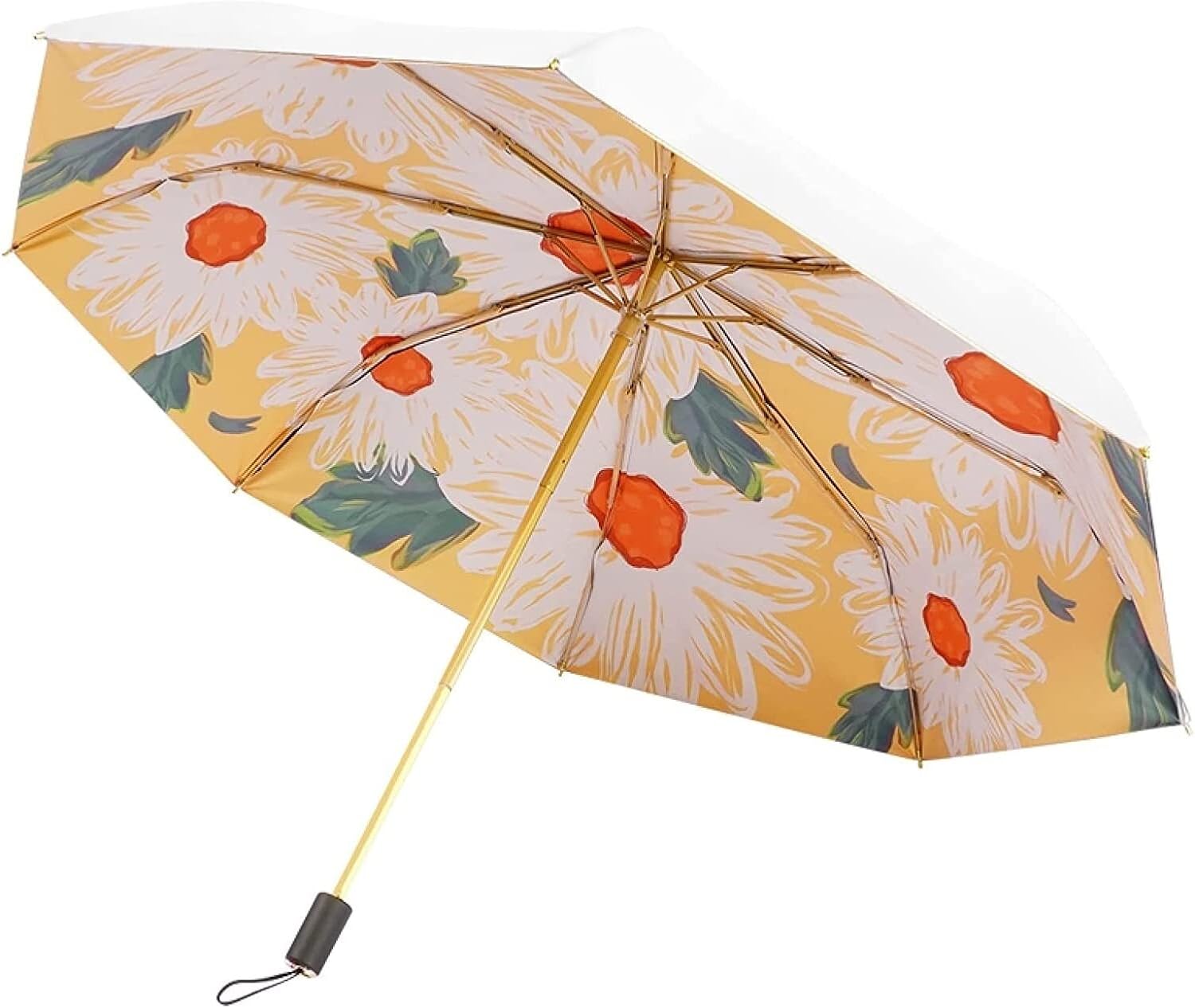 Portable Umbrella for Travel Folding Umbrellas Portable Umbrella Female Summer Double-Layer Sunscreen Compact Sunny Umbrella Dual-Use Small Umbrella Umbrella Outdoor(Yellow)