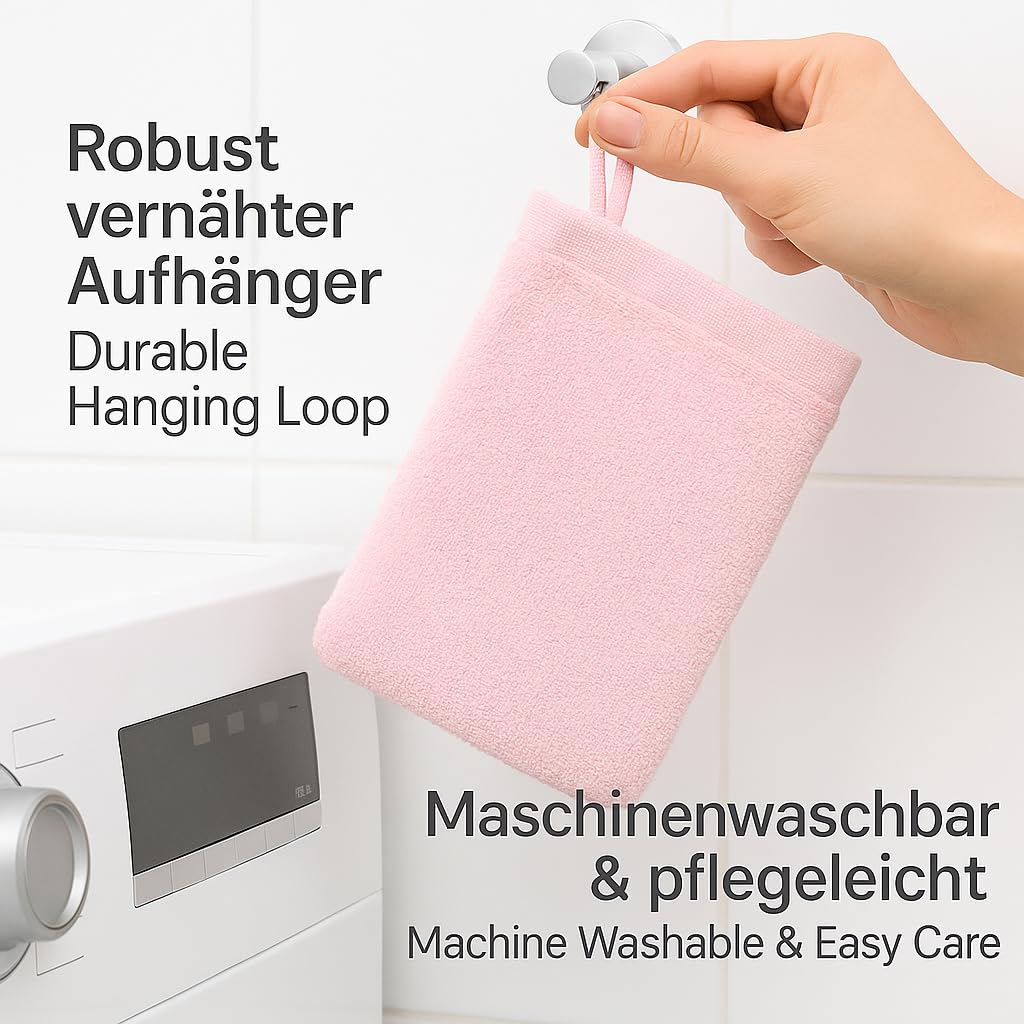 Betz Paquete de 10 Piezas de Manoplas de baño Palermo 100% algodón Juego de Guantes para lavarse tamaño 16x21 cm de Color Rosa y Verde