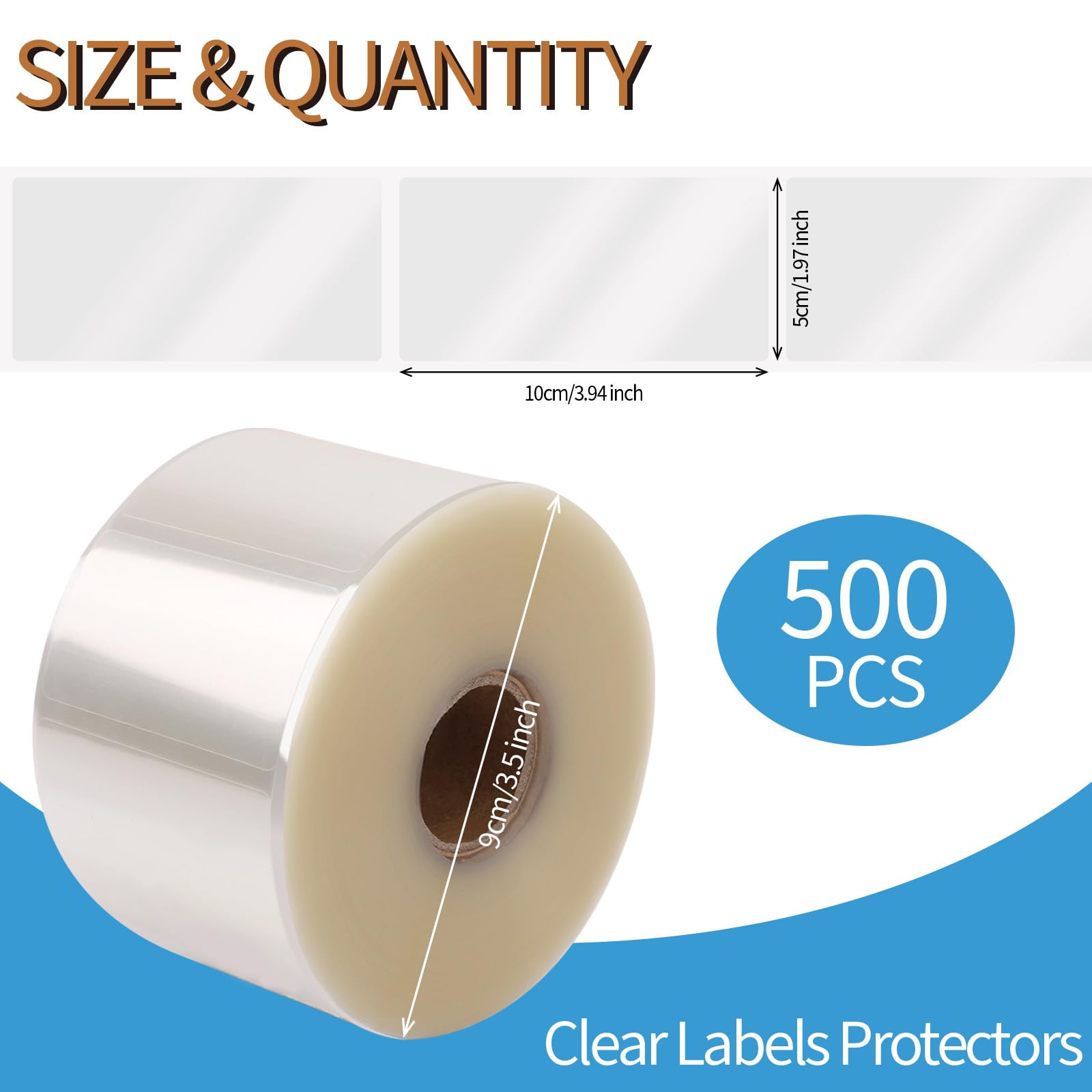 Lot de 500 autocollants transparents pour étiquettes, 10,2 x 5,1 cm, imperméables, transparents pour bureau, bibliothèque, laboratoire, protection par code