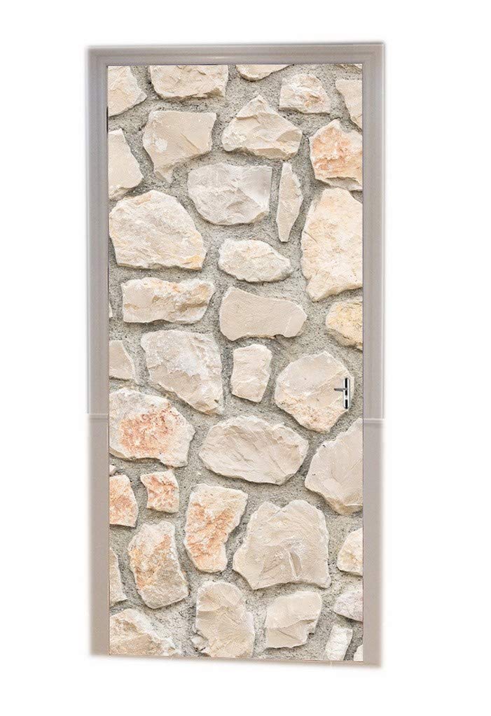 Poster de porte 3D brique grise pour décorer un salon industriel moderne