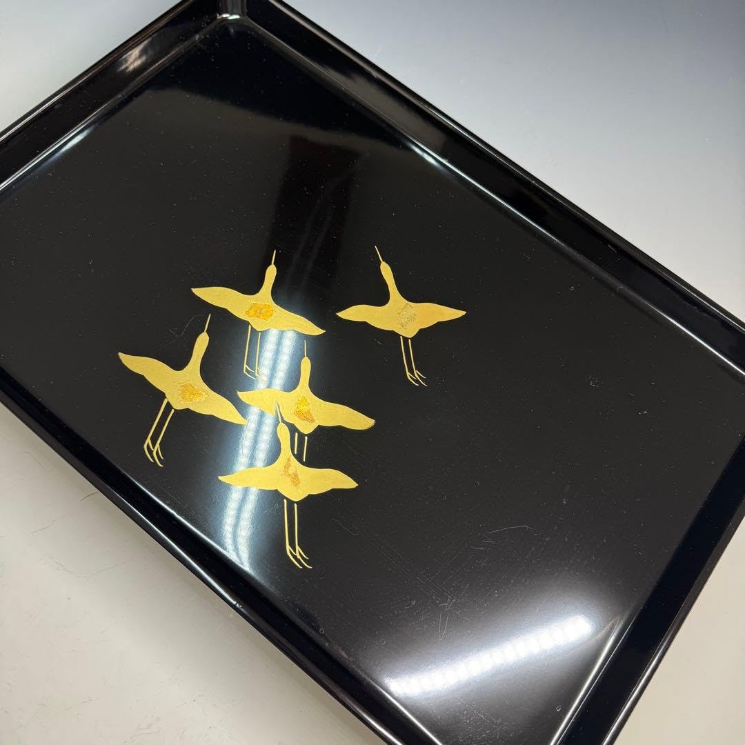 Amazon.co.jp: 会津漆 屠蘇器セット 蒔絵 金色の鶴 漆 天然木 お正月等
