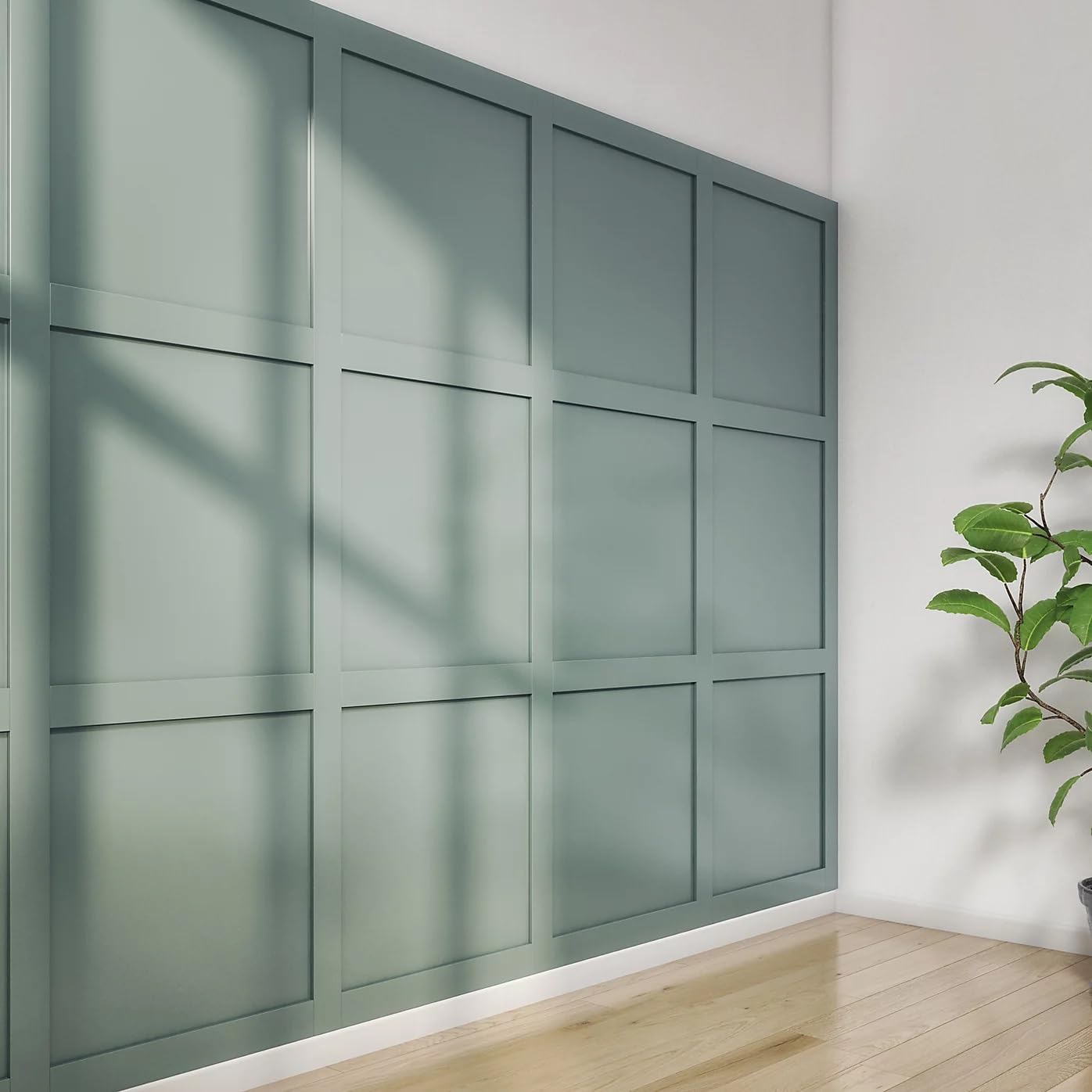 Cheshire Mouldings WPKT3 Wall Panel Kit (9mm Thick, 63mm Wide, 1200mm Long) - Durable MDF Panels for Easy Installation, Customizable & Paintable, Green - Pack of 1