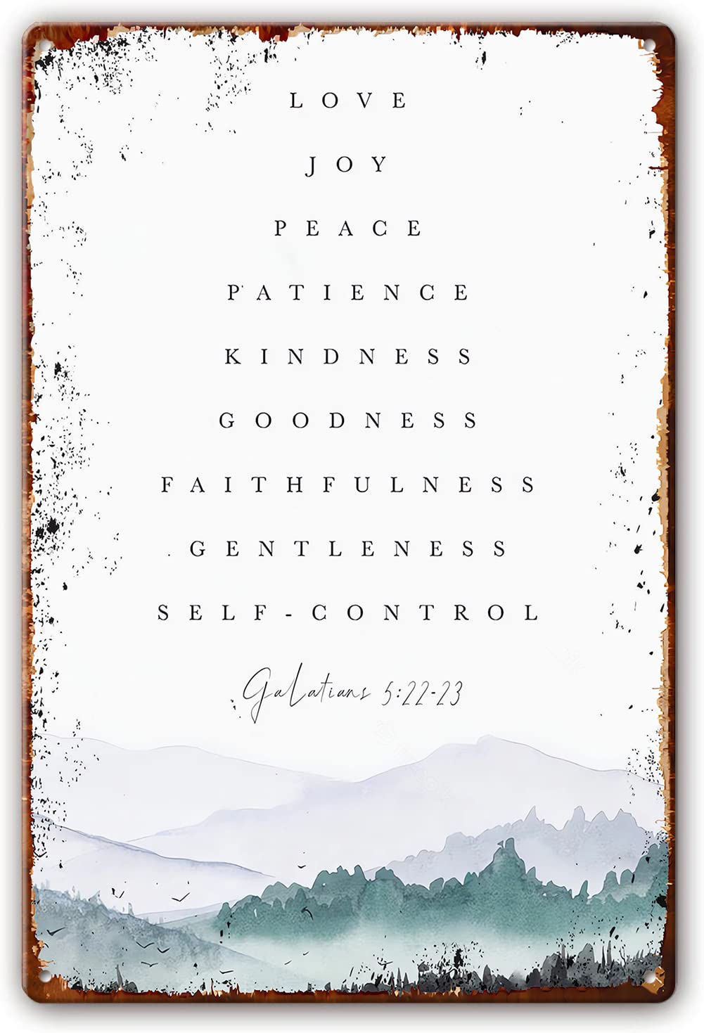 Preeklen Tin Sign 092 Metal Tin Sign Fruit Of The Spirit Wall Art Sign Galatians 5 22 Bible Verse Print Wall Art Farmhouse Sign Baptism Gift Scripture Poster Decorations Pictures For Cafe Bar Pub 12X16 Inch