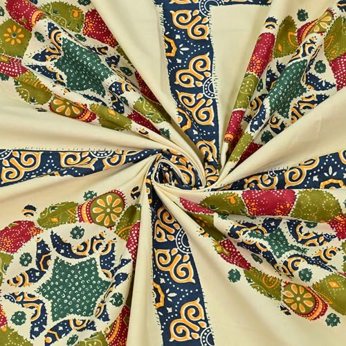 Image of 100% Cotton Single Bedsheet with 1 Pillow Cover | 240 TC Pure Cotton Flat Bed Sheet | Traditional Jaipuri Printed Bedding Set | Soft & Breathable | 60 x 90 Inch (Rangmahal Single 68)