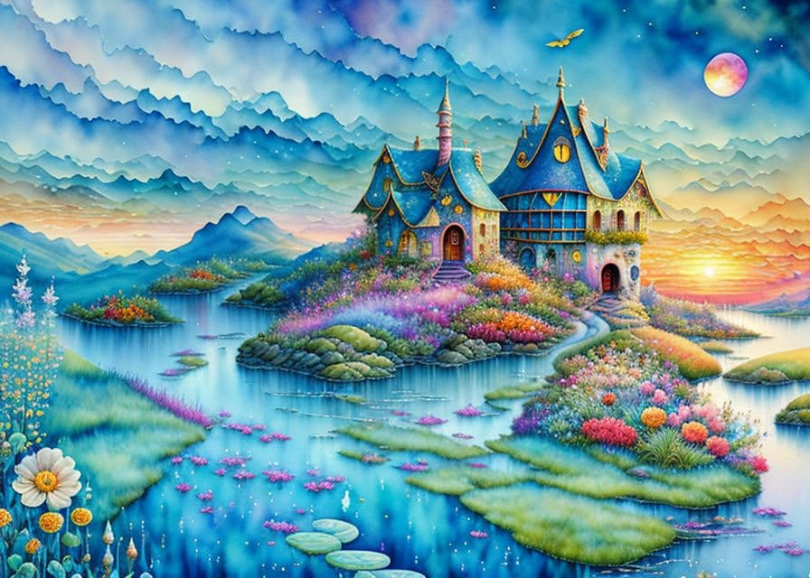 Toile murale fantastique patchwork pour créer un salon cosy et coloré