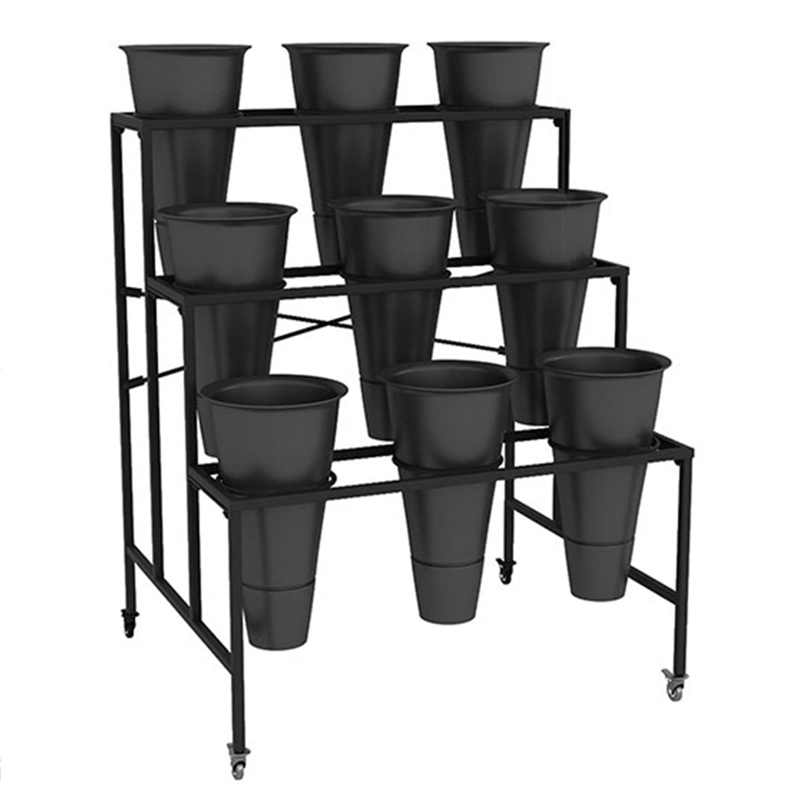YUANCHUTOP Movable Flower Display Stand with Buckets - Plant Cart Shelf for Fresh Cut Flowers, Florist Bouquet Ladder, Perfect for Flower Shops, Events & Home Decoration