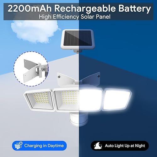 Miniatura 5 de Energetic - Luces solares para exteriores, 1800 lm, 192 luces LED de seguridad con sensor de movimiento con control remoto, reflector impermeable