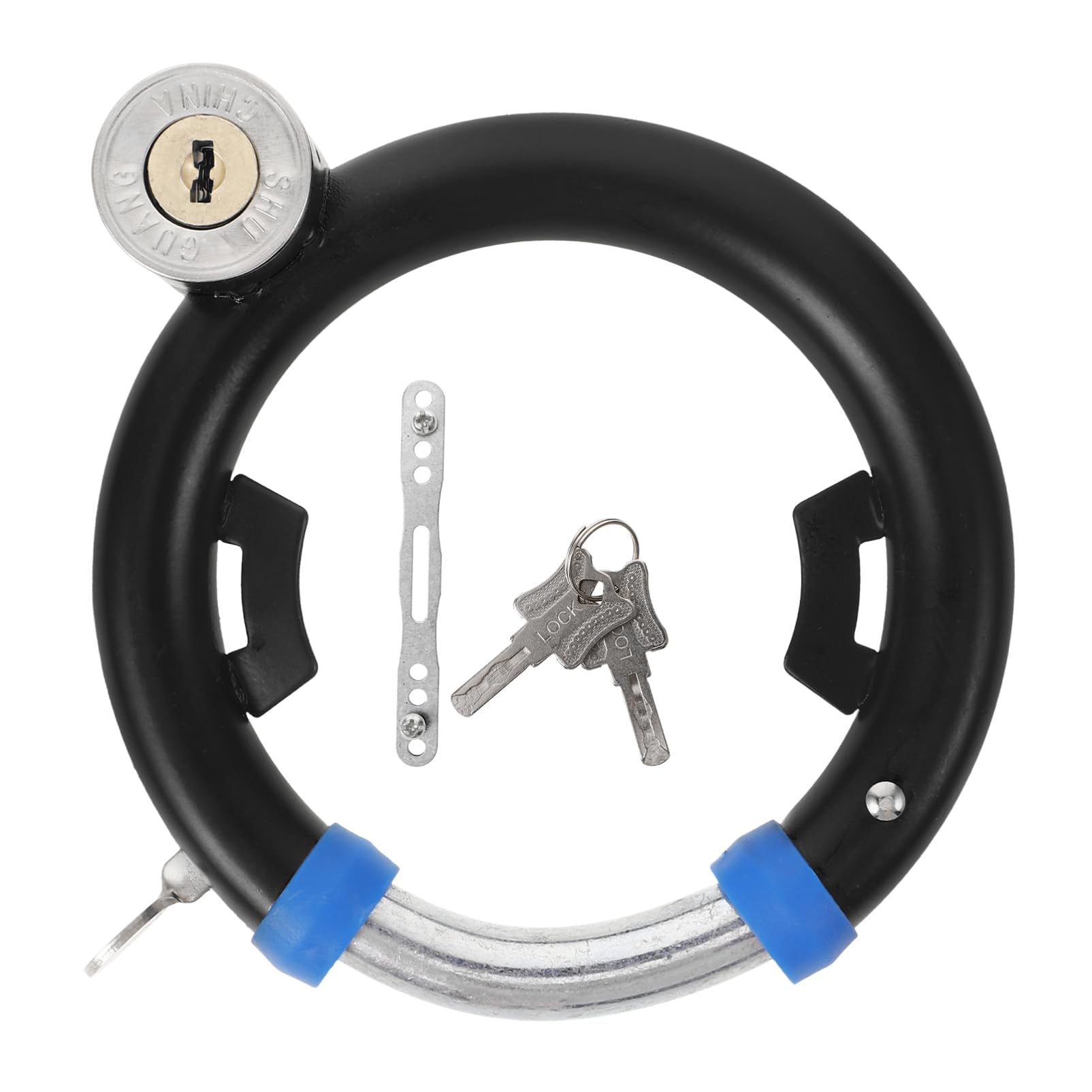 Lucchetto Antifurto per Bicicletta Rotondo in Acciaio Inox Nero | Set 1 Pezzo con Chiavi e Supporto, per Mountain Bike e Scooter Elettrico, Uso Outdoor e Cycling
