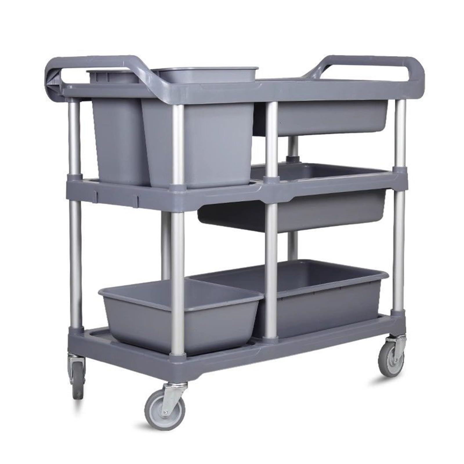 Carrello da cucina a 3 livelli con ruote, resistente carrello di servizio per ristoranti, design a doppio strato per casa, hotel, lavanderia, soluzione versatile