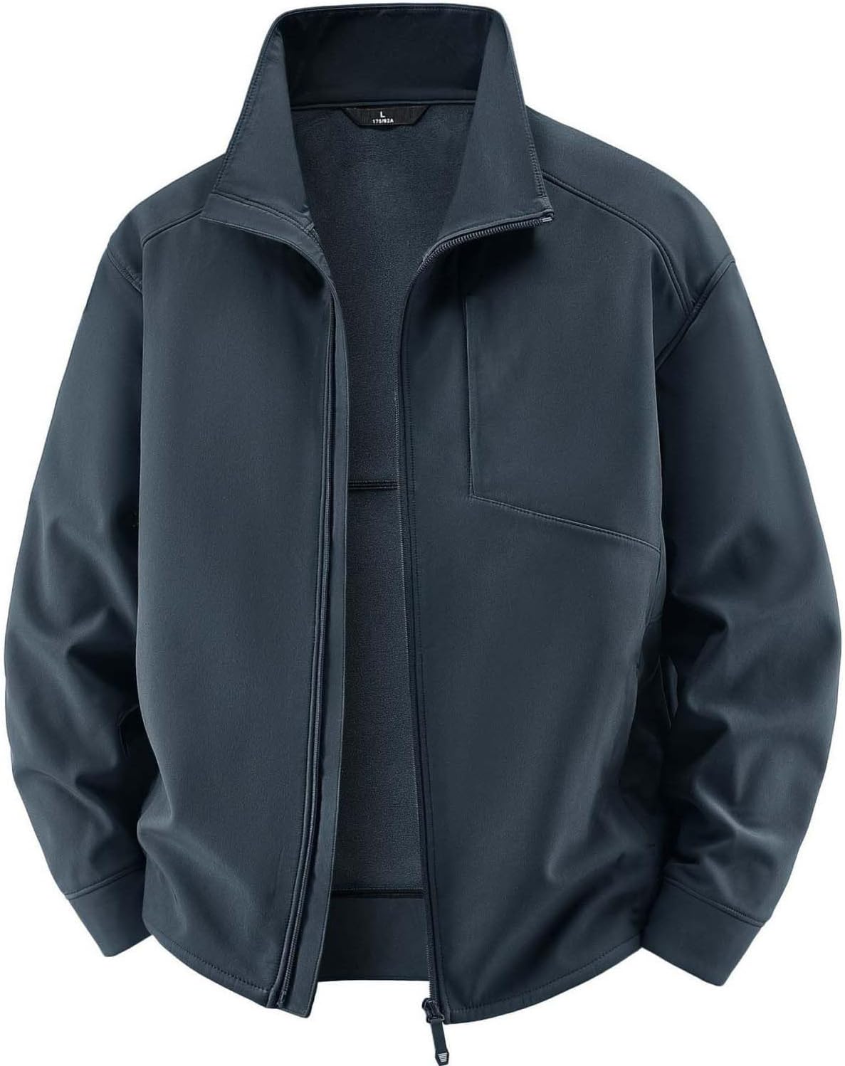Mens Full Zip Softshell Jacket Stand Collar Warm Winter Coat