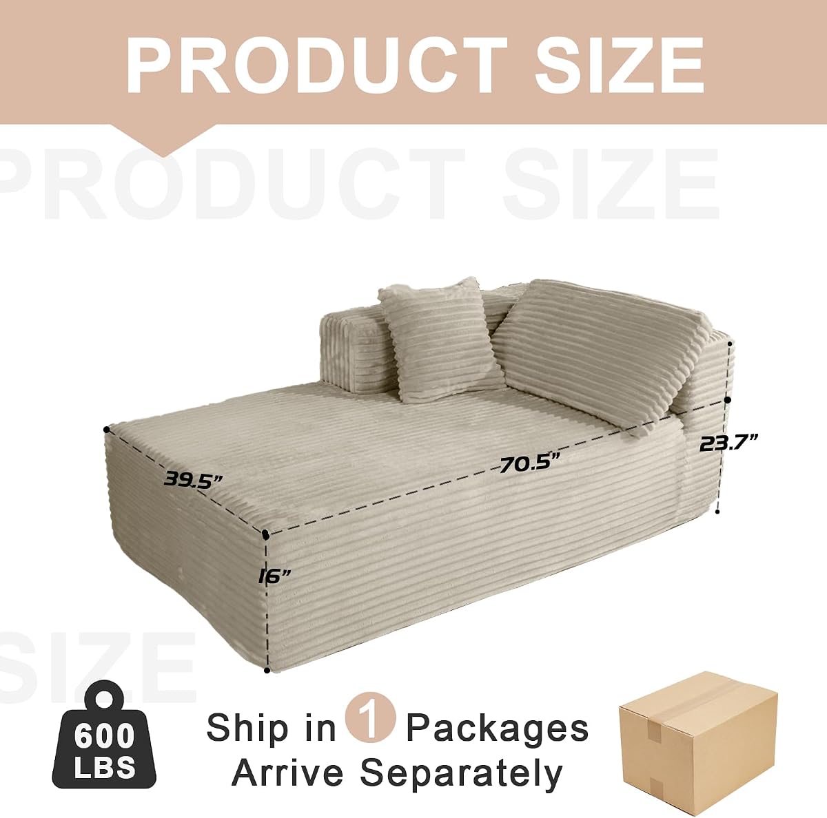96 inch Boneless Couch, Modular L-Shaped Cloud Sectional Sofa W/Chaise Lounge view 2