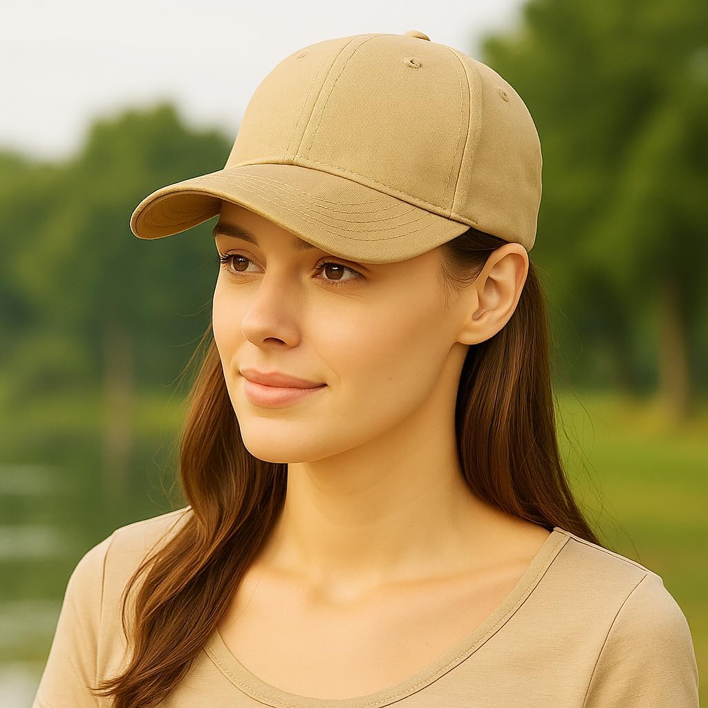 Pack of 3 Beige Baseball Caps for Men & Women Unisex Adjustable Cotton Hats Casual Caps for Outdoor, Sports & Travel - Image 7