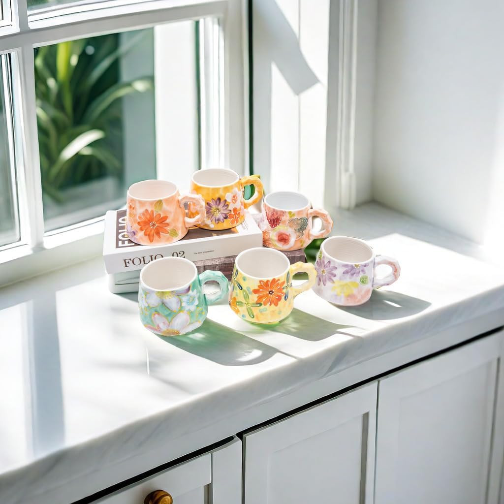 13oz ceramic mug, enlarged and thickened breakfast cup, suitable for spring, summer, autumn and winter, hand-painted cup, a personalized gift for girlfriend. - Image 7