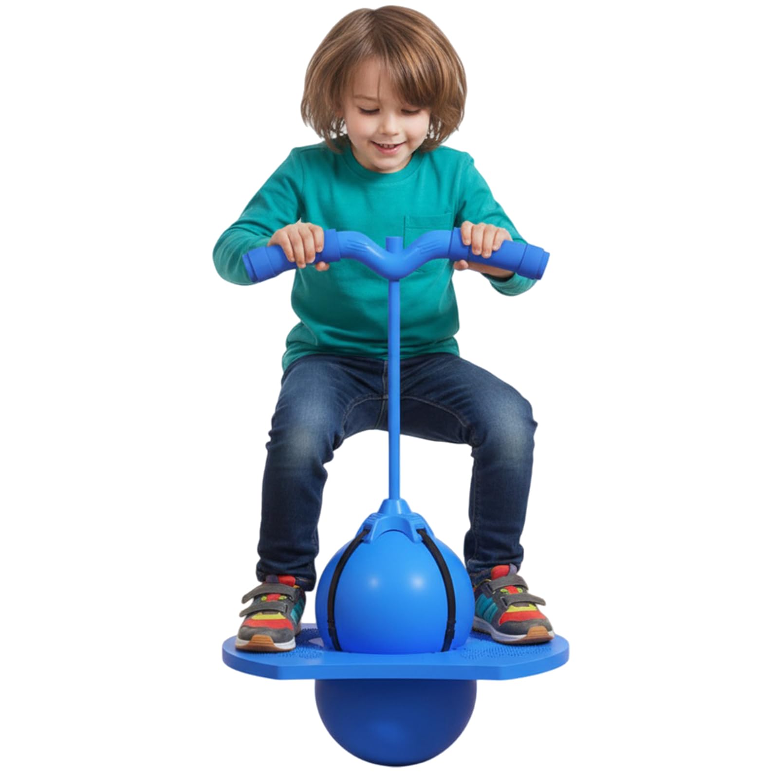 HTU Pogo con Maniglia e Pompa Bounce Jump Trick Board per Bambini (Blu)