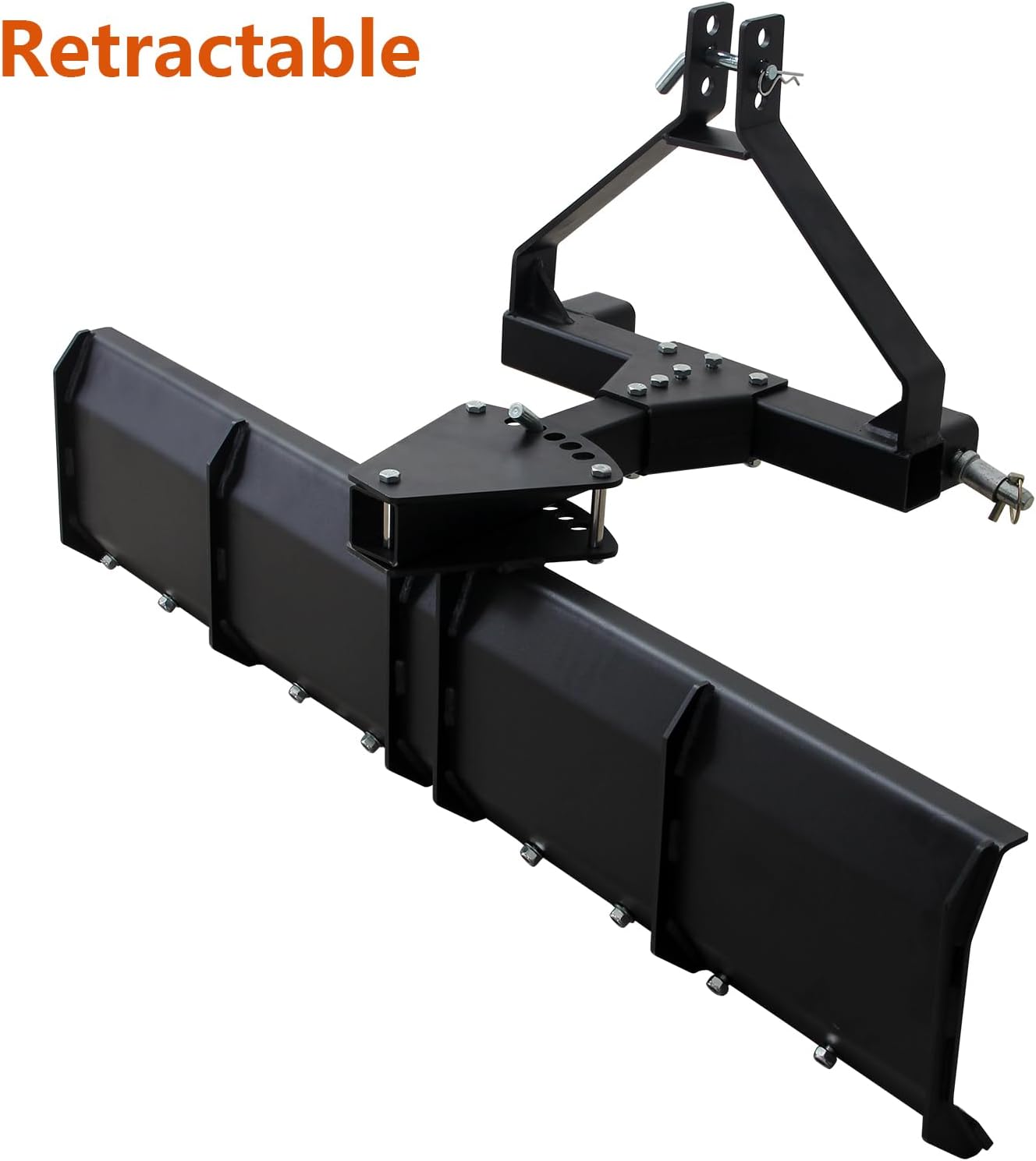 3 Point Rear Grading Blade for CAT_0 & CAT_1 Tractor, 52 in Width Heavy Duty Steel Scraper for Grading Driveways, Arenas, Top Soil, Gravel and More
