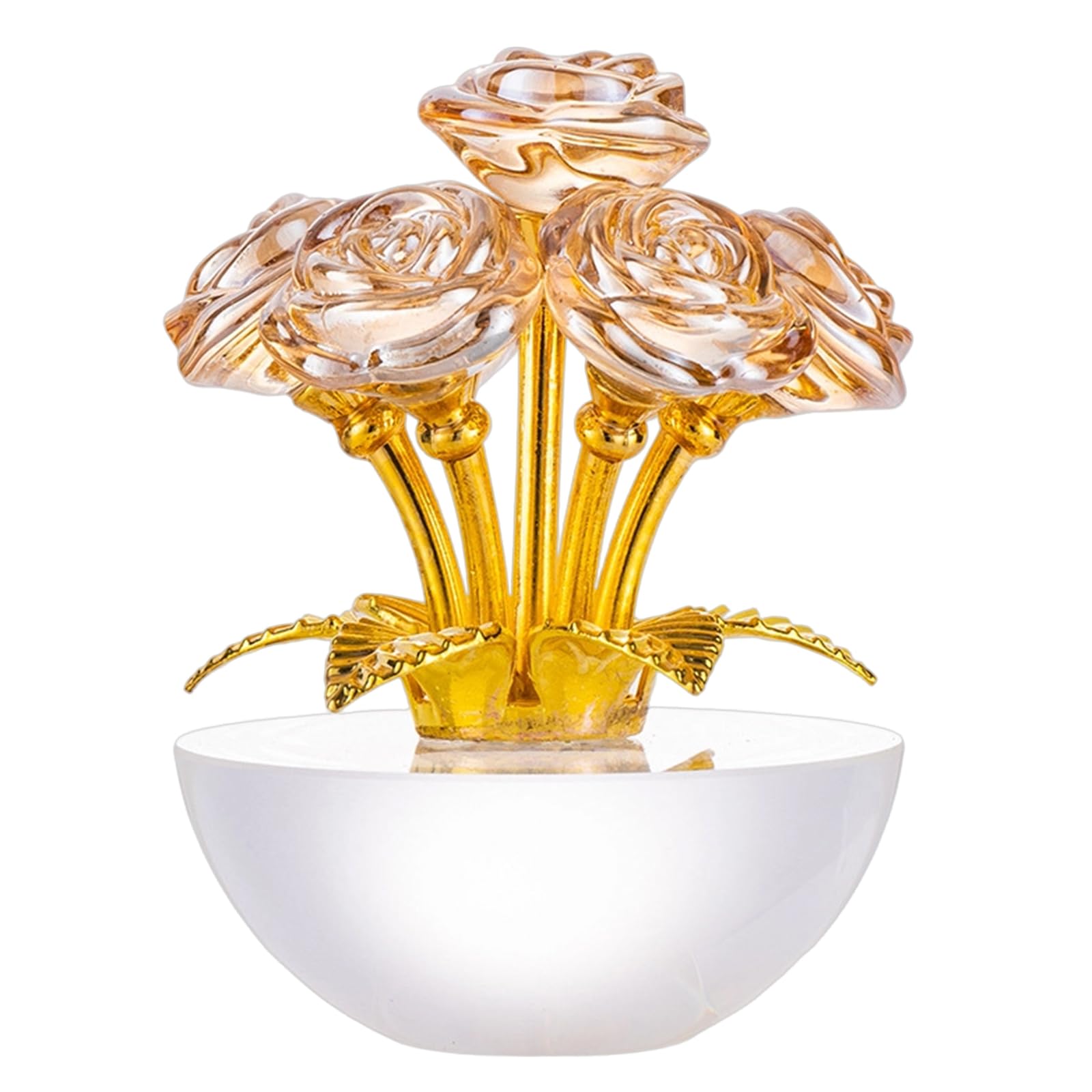 NRVTRE Beautiful Clear Glass Rose Display Piece Artistic Crystal Bouquet Adds Elegant Charm to Any Interior Space Artistic Crystal Bouquet