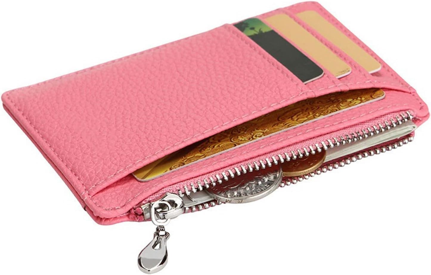 Women's Wallets Mini ID Card Holders Business Credit Card Holder PU Leather Slim Bank Card Case Organizer Wallet Zipper for boy and Girl