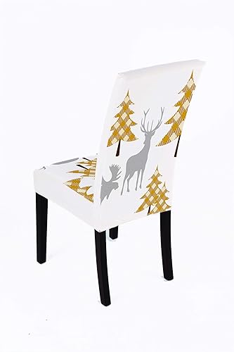Miniatura 2 de Fundas para sillas de comedor navideñas, 6 piezas, elásticas estampadas, fundas de asiento para decoración de vacaciones, fiestas, cocina, comedor