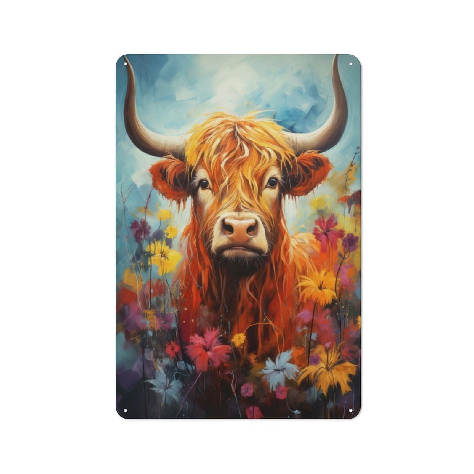 Junmoney Style-4 Scottish Highland Cow Tin Sign 30X20cm For Home Bar Wall, Vintage Wall Decor, For Garage, Workshop And Man Cave Decoration