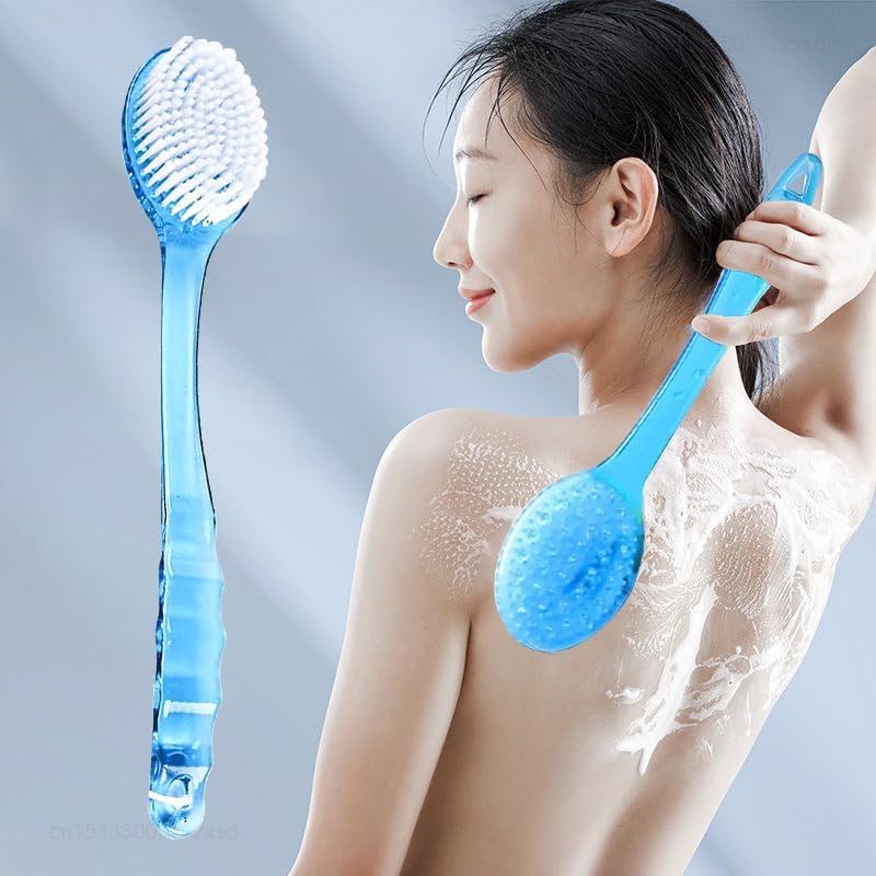 Cepillo de espalda con piel suave y masaje, cepillo de ducha de baño con mango largo, cepillo de espalda para ducha para exfoliante corporal,