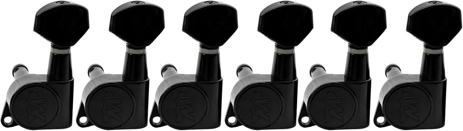Wilkinson WJN07 Left Handed 6 inline EZ-LOK Guitar Tuners Machine Heads 19:1 Ratio Tuning Pegs Keys for Stratocaster Telecaster Electric Guitar, Black