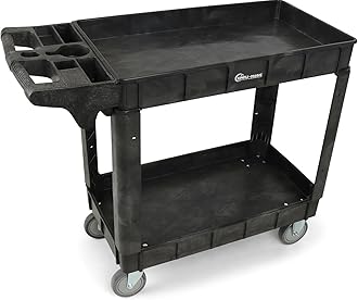 Simpli-Magic Rolling Utility Cart with Wheels Heavy Duty with Ergonomic Handle, Deep Shelves for Garage, Warehouse, Workshop, 600lbs Capacity 40" x 33" x 17"
