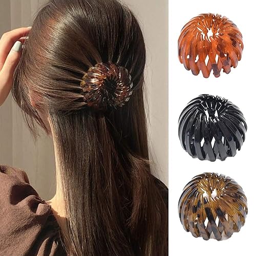 Miniatura 2 de Blue Birds - Pinzas para el pelo de nido de pájaro, pinzas para el pelo con cabeza de albóndiga, pinzas expandibles para cola de caballo y pasadores