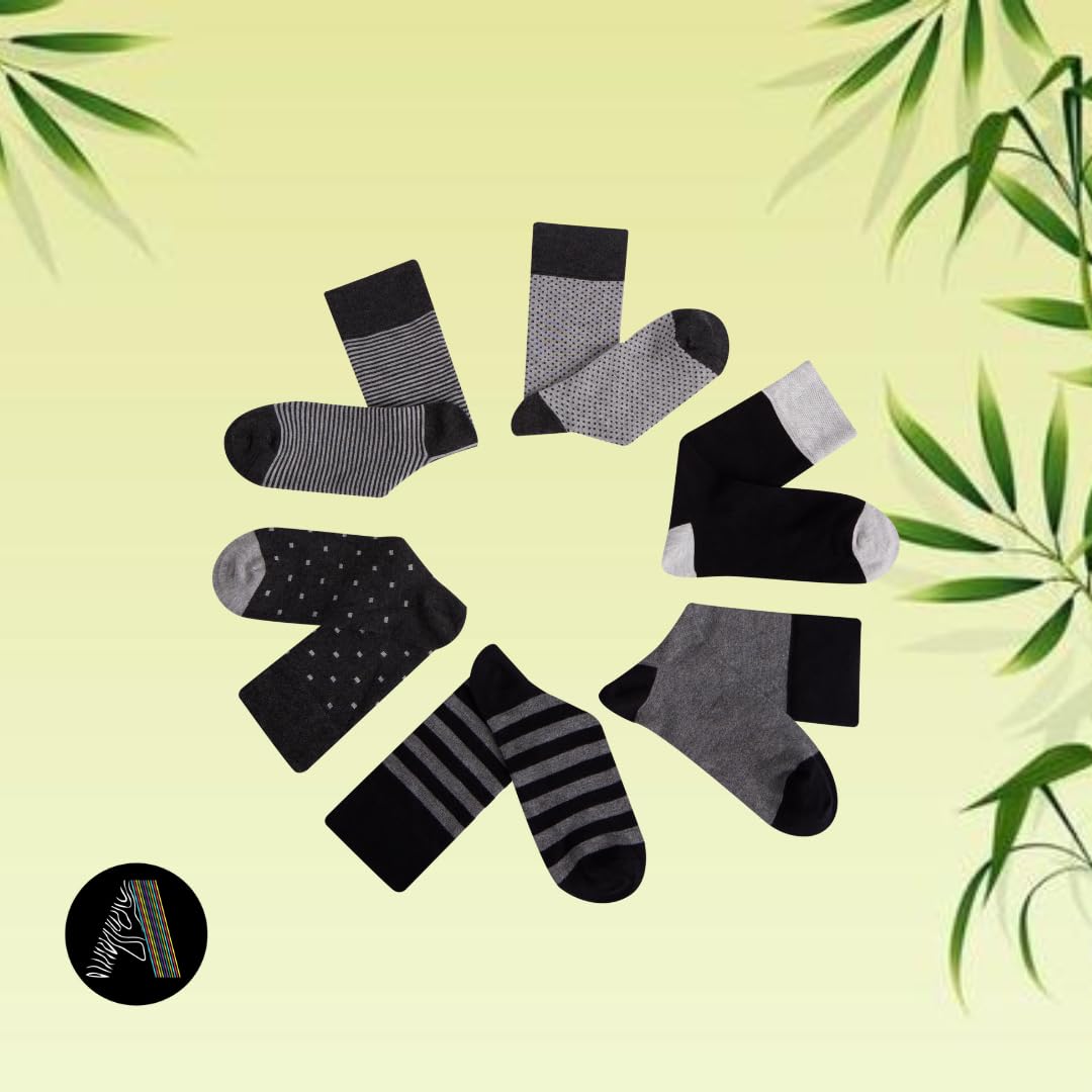 Calcetines de vestir de rayón de bambú para hombre, 6 pares con caja de regalo, sin costuras, absorben la humedad, suaves, sin olor, talla 8-12