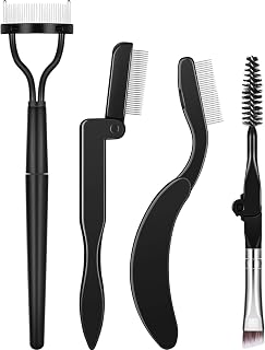 Boao 4pcs Folding Eyebrow Comb & Eyelash Separator Set - Lash Grooming Brushes for Flawless Makeup (Style A)