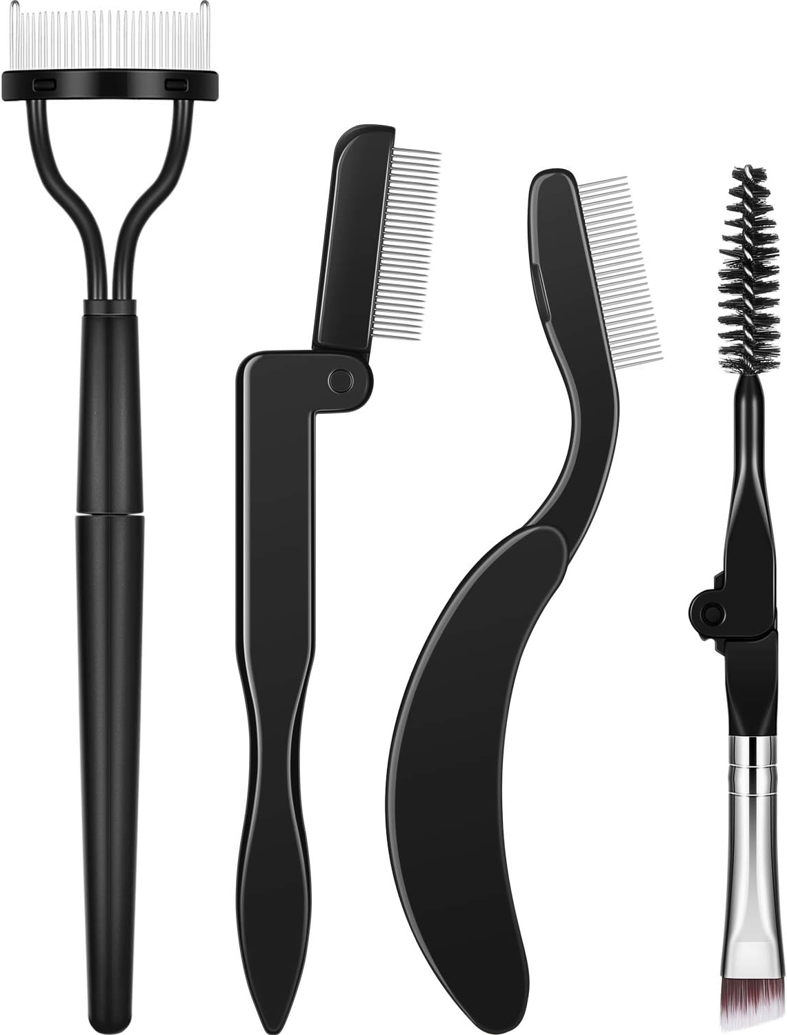 Boao 4 Pieces Folding Eyebrow Comb Eyelash Comb Lash Separator Tool Eyelash Grooming Brush for Making Up Supplies Tools(4 Pieces,Style A)