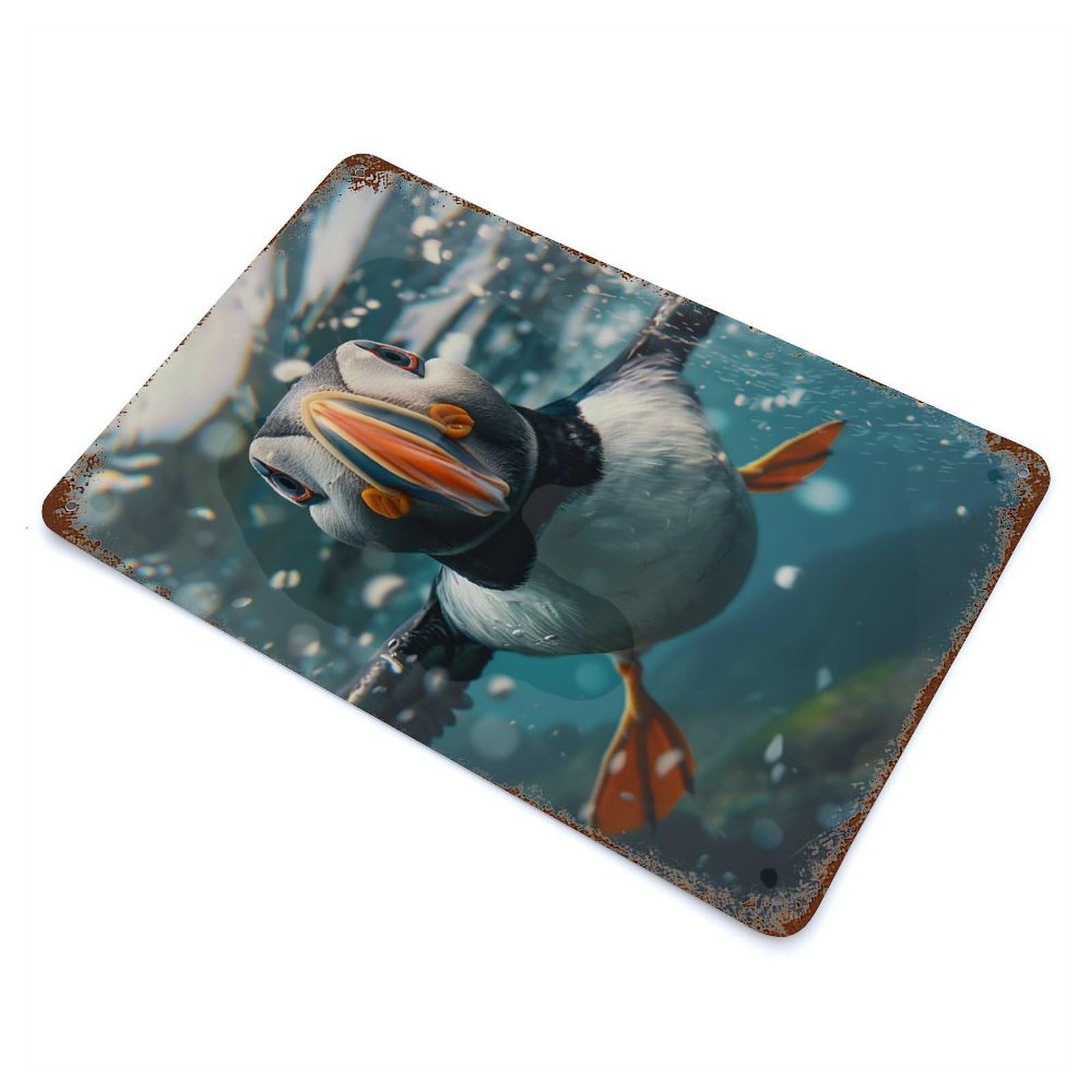 Retro Metal Sign Atlantic Puffin 11.8"x7.9", Retro Wall Decor for Living Room, Hallway And Home Decor