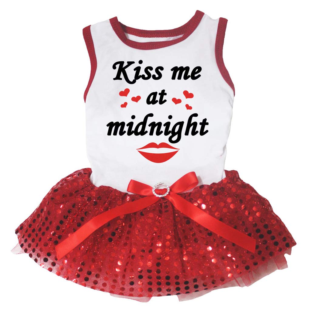 Robe tutu rouge à paillettes pour chien XXXL Kiss Me At Midnight