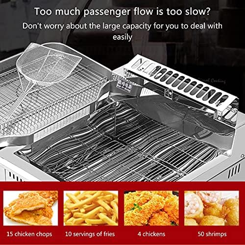 Stainless Steel Lpg Fryer, Large Capacity With Adjustable Firepower, Includes Baskets And Lids, Ideal For Home And Commercial Use, Perfect For Cooking Chips, Donuts, And Fish, Easy To Clean,17L