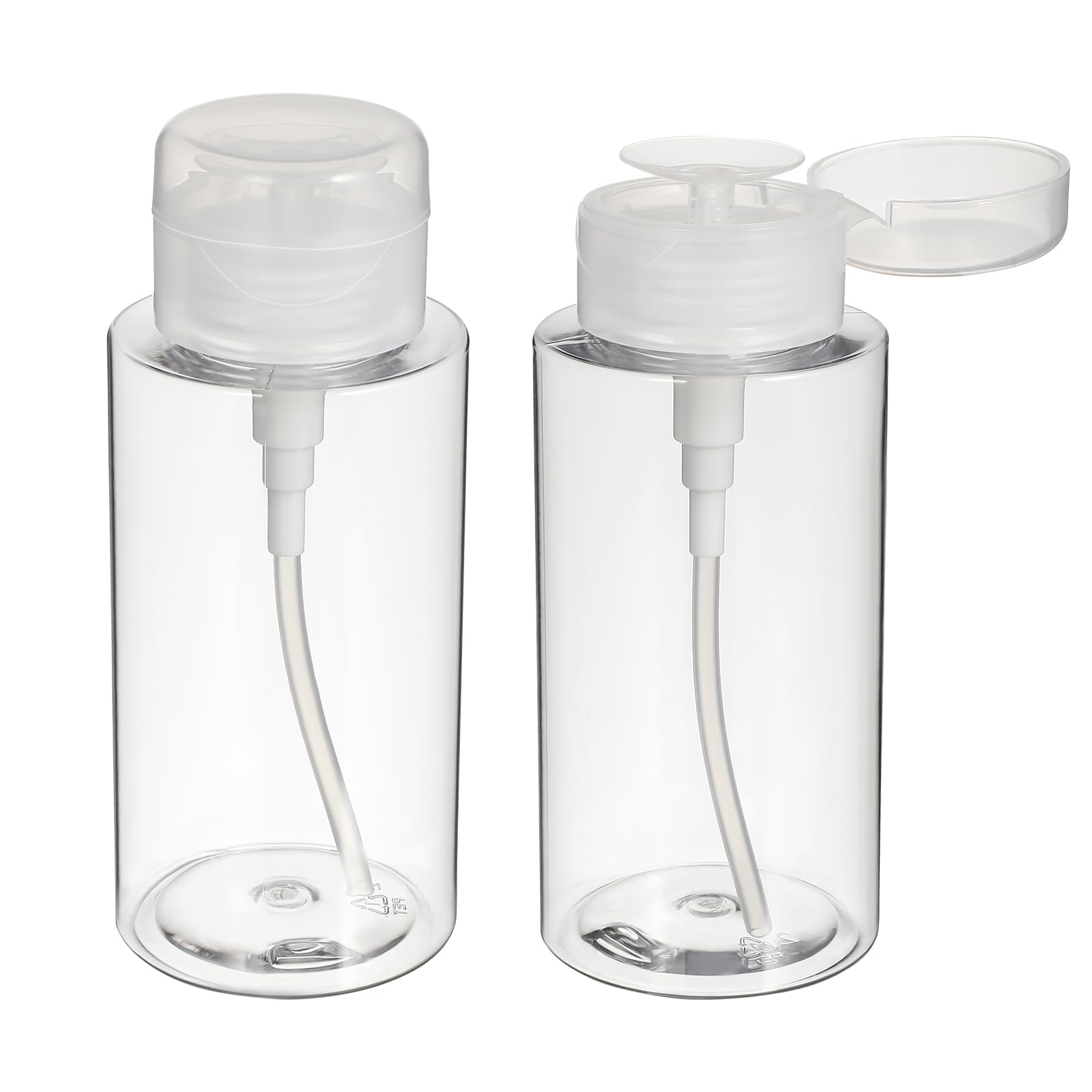 Operitacx 2 Dispensadores con Bomba 300 ml, Botellas Vacías Transparentes para Quitaesmalte, Desmaquillante, Alcohol, Loción y Cosméticos, Envases Recargables para Algodón y Manicura