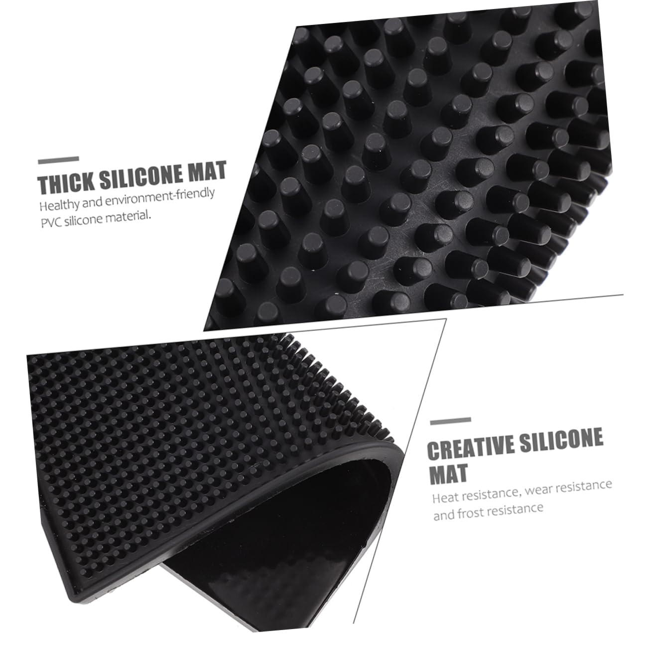 Tappetino Bar Antiscivolo in Pvc Nero Rettangolare Ispessito | Superficie ad Alto Attrito, Lavabile e Resistente al Calore, per Bar e Cucina
