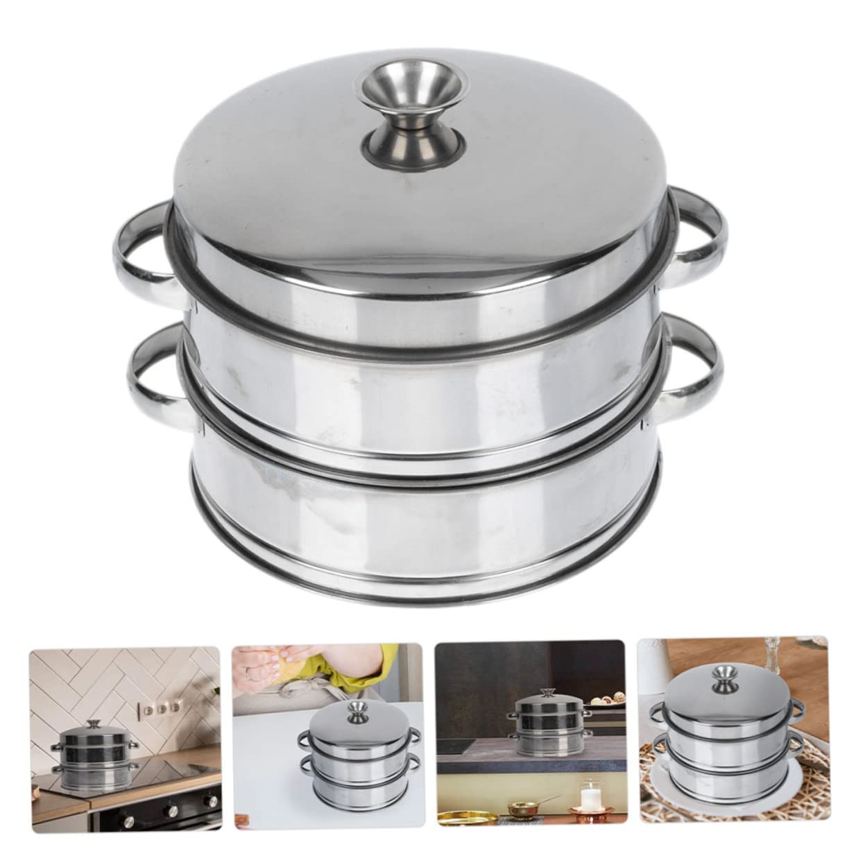 Vaporera De Acero Inoxidable Tapa Vaporera Multifuncional Para Verduras Dumplings y Buns Para Cocinas De Restaurantes y Hogares