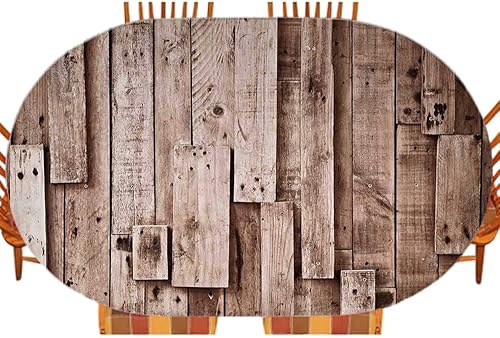 Mantel ovalado de madera, tablones de pared vintage de granero, arte sepia, madera contrachapada natural antigua, impresión de imagen, comedor en