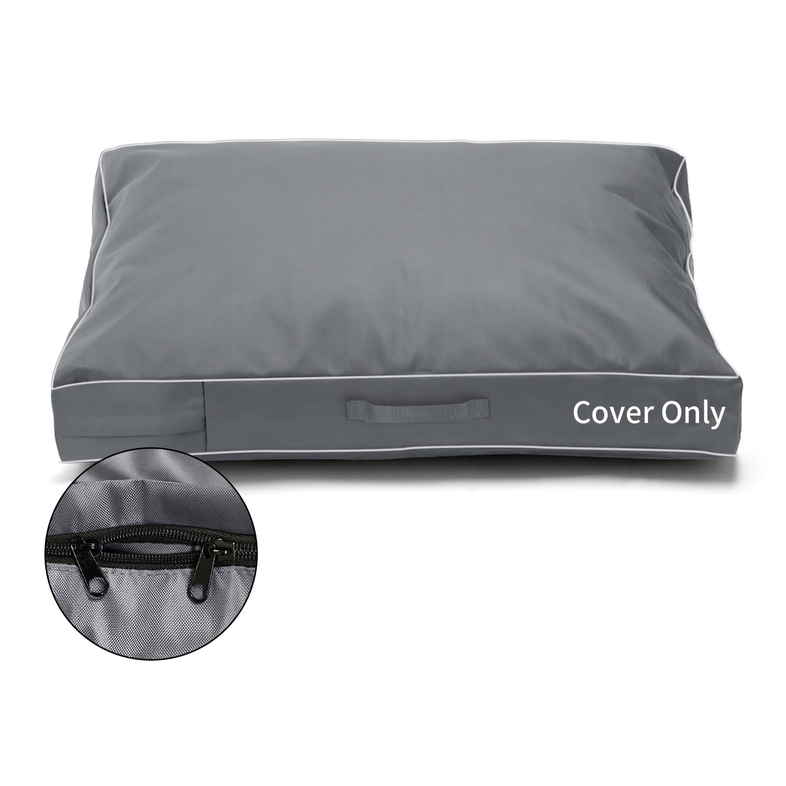 COSHNIBI Dog Bed Covers Replacement Washable,Waterproof Dog Bed Cover with Zip and Carry Handle for Dog/Cat 44''Lx32''Wx4''H-Grey